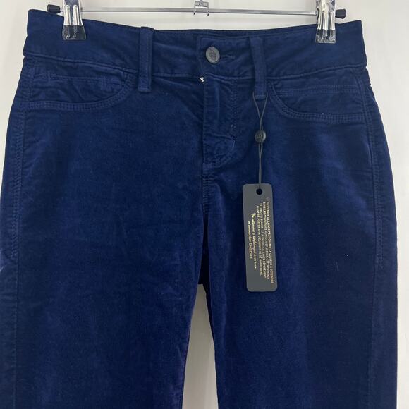 Bebe (26x28.5) Navy Blue Velveteen Heartbreaker Skinny Ankle Pants Low Rise NWT - Picture 3 of 8